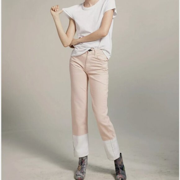Rag & Bone $395 Retail Rose White Two Toned High Waisted Jeans Womens Size 24 - Picture 2 of 8
